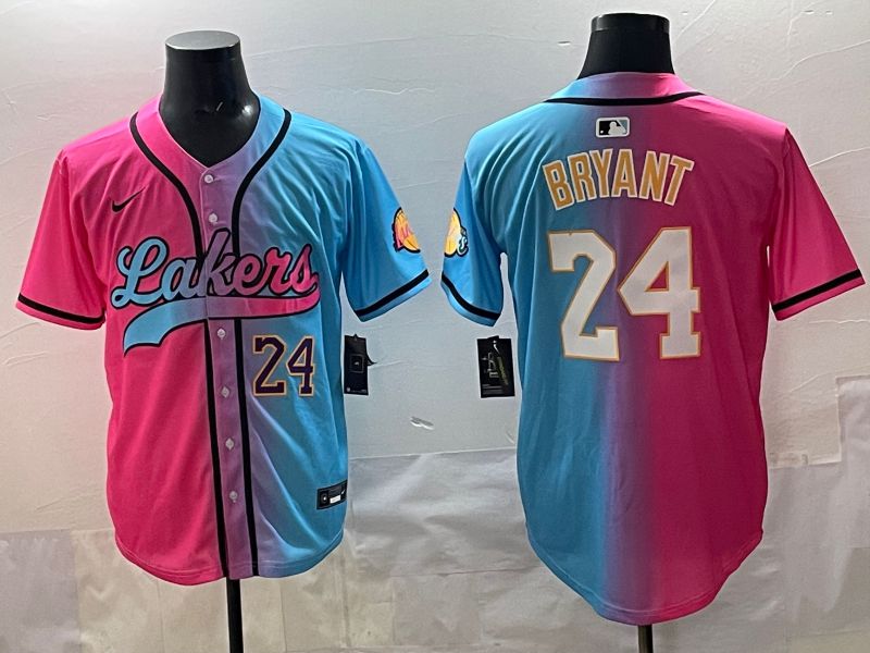 Men 2025 Los Angeles Lakers #24 Bryant Blue pink Nike NBA Jersey style 09